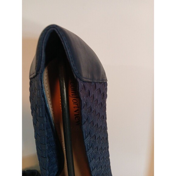 Comfortview Shoes Maple Womens 11m SLIP-ON Navy Blue Comfort Wedge Woven Design - Picture 16 of 16